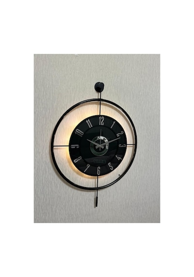 Pey Aksesuar Metal Camlı Duvar Saati 60x80 Cm Büyük Boy Işıklı Gerçek Cam Siyah-füme-siyah-gümüş M61-siyah-füme-siyah-gümüş