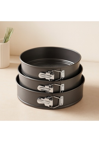 3'lü Yuvarlak Metal Kelepçeli Kek Kalıp Seti 24-26-28 Cm Çr