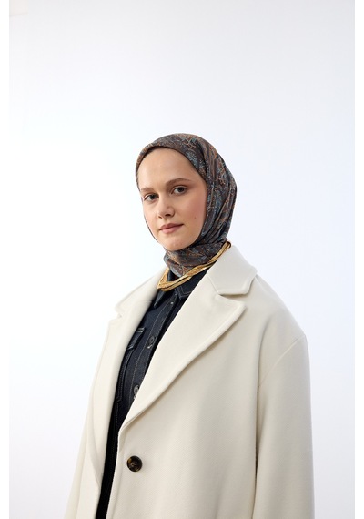 Mirsoy Scarf Lavin Desen Eşarp Koyu Kahve
