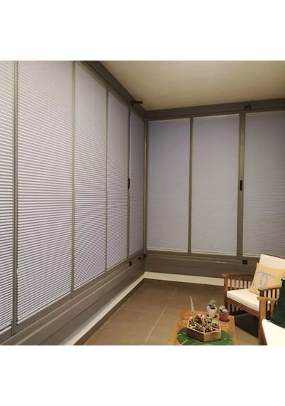 Katlanabilir Cam Balkon Plise Perdesi Açık Gri Vidalı - Kancalı Kancalı Sadece Cam Balkon İçin Açık Gri Açıkgri
