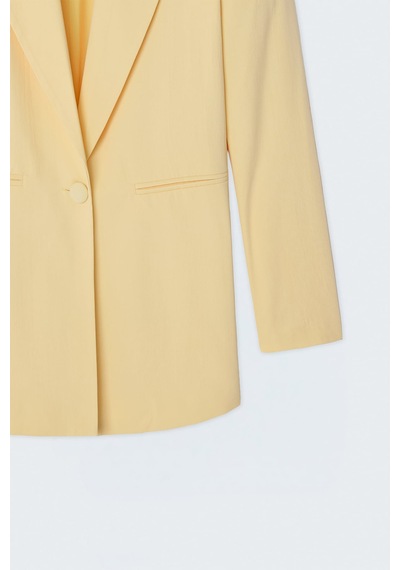 Sateen Keten Görünümlü Ceket - Sarı-137739