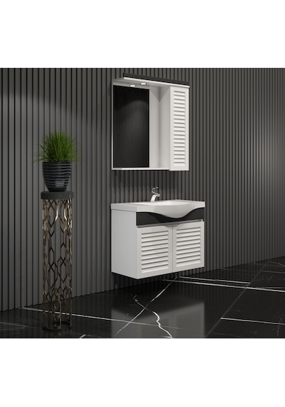 Lilyum Banyo Dolabı Takımı 65Cm Panjur Balon Kapak Renkli Panel Beyaz Lilyum Banyo Dolabı Takımı 65Cm Panjur Balon Kapak Renkli Panel Beyaz