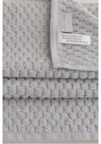 Ivory Gri Kabartma Dokulu Mikro Fiber %100 Pamuk 2li El Yüz Havlu Gri