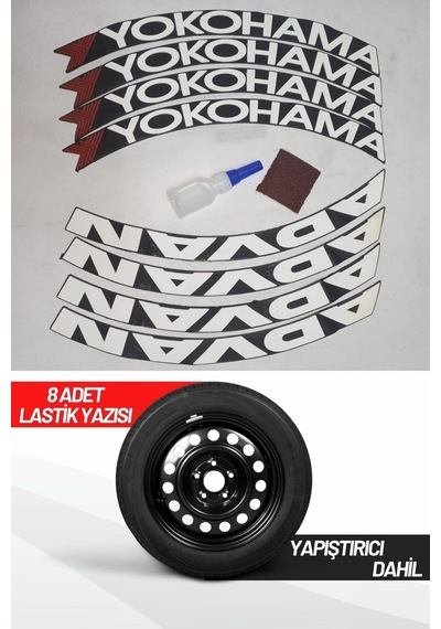 Yokohama Advan Motosiklet Ve Otomobil Araç 3d Oto Lastik Yazısı Sticker Arma 8 Adet