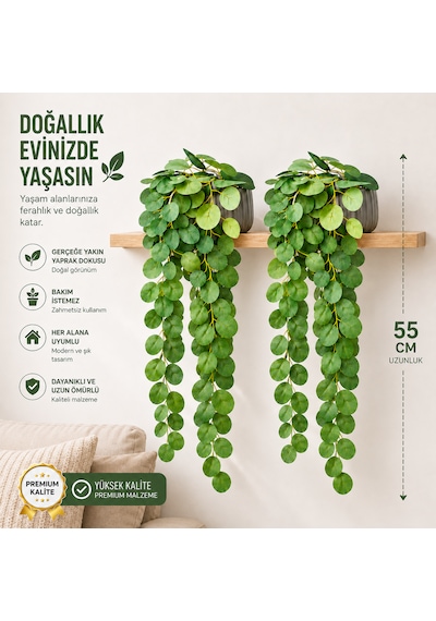 2'li Yapay Çiçek Söğüt Okaliptus İpek Materyal Modern Saksılı Doğal Yeşil
