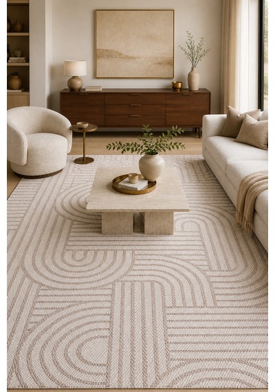 Vaha Sisal Tarzı Özel Ölçü Halı Krem Vizon Kaymaz Taban Robot Süpürge Uyumlu Mutfak Koridor Polyester Pamuk Karışımı Krem/vizon