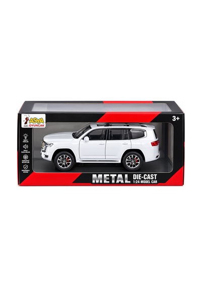 Toyota Land Cruiser Metal Model Araba 1:24 Ölçek Beyaz Araba
