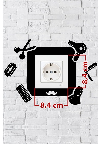 Berber Temalı Dekoratif Priz Çerçevesi İç Ölçü 8,4x8,4 Cm Dekoratif Priz - Anahtar Çerçevesi Siyah
