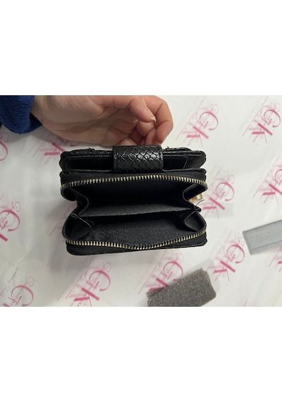 Gk Gamzelirenklerim Luxury Fashıon&accessorıes Yılan Derisi Mıknatıslı Lüx Cüzdan Suni Deri Siyah