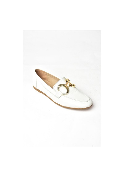 Fox Shoes S291070303 Beyaz Hakiki Deri Kadın Babet Beyaz