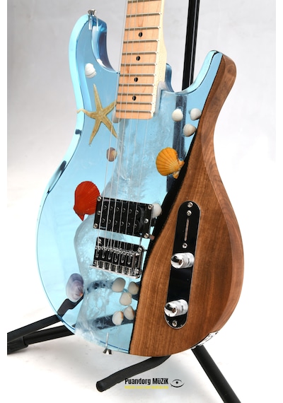 Elektro Gitar Maldiv Custom Epoksi & Yıllanmış Ağaç Kişiye Özel Maimi Blue