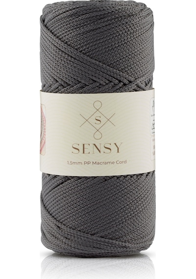 Sensy 1.5 Mm - 100 Gr Polyester Makrome Ipi Koyu Gri 150 M Polyester Makrome Ip Supla Ip Ve Çanta Ipliği