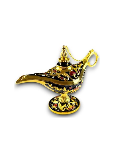 Aladdin Sihirli Lambası Renkli İşlemeli Dekoratif Biblo Alaattin Metal Çelik No:1 - 11x7 CM 728355712