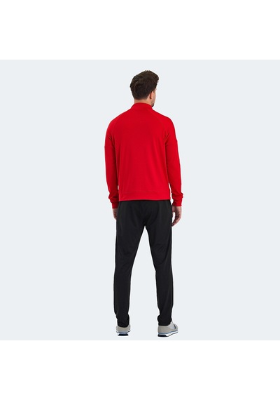 Slazenger RARELY Erkek Fermuarlı Dik Yaka Cepli Kırmızı Eşofman Takımı