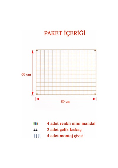 Tel Pano 60x80 Gold 4 Adet Mini Mandal ,2 Adet Çelik Kıskaç Hediyemizdir