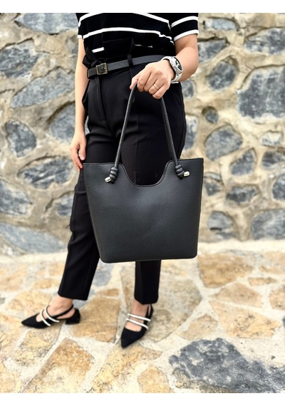 Just Polo Kadın Yeni Sezon Yumuşak Deri Lüks El Çantası Shopper Siyah