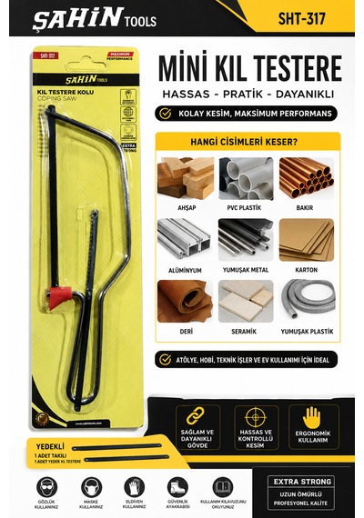 Mini Kıl Testere Kolu Yedekli İnce Metaryeller İçindir Ahşap-plastik-bambu-metal-halat-pvc-karo