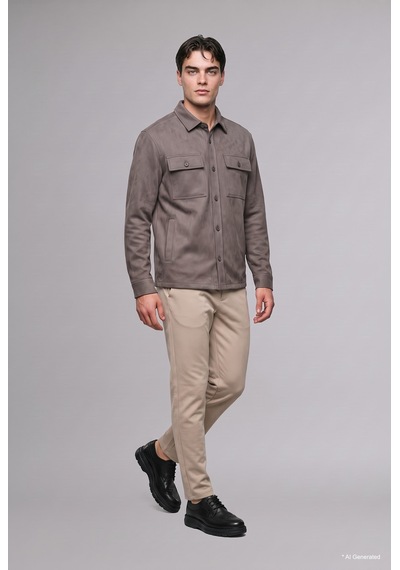 Defacto Regular Fit Polo Yaka Cepli Süet Gömlek Ceket A5110ax26wnkh466 Haki-kh466