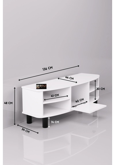 Vienna Tv Sehpası Suntalam Beyaz 136x44 Cm Çok Renkli