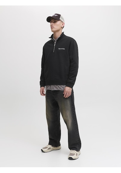 Jack & Jones Erkek Yarim Fermuarli Dik Yaka Sweatshirt - Norrebro - 12282899 Black