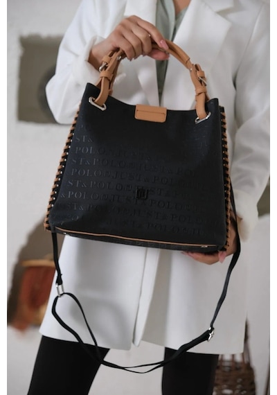 Just Polo Kadın Yeşil Taba El Ve Omuz Çantası Büyük Valiz Boy 6011mh Krem - Taba