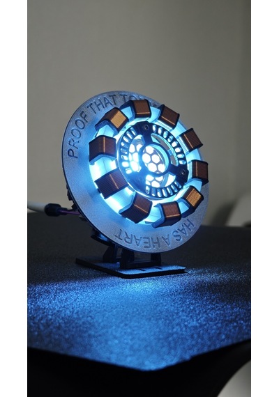 3d Arc Reaktör Led Masaüstü Lamba Futuristik Teknoloji Temalı Dekoratif Işıklı Tasarım Mavi