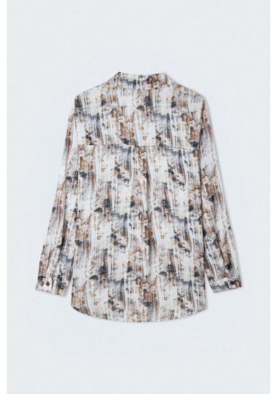 Sateen Desenli Klasik Gömlek - Kahve-137461