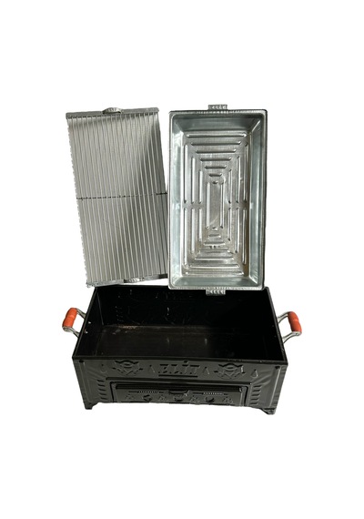 Cemre E2 Model Kömürlü Emaye Mangal İzgaralı Büyük Boy Inox
