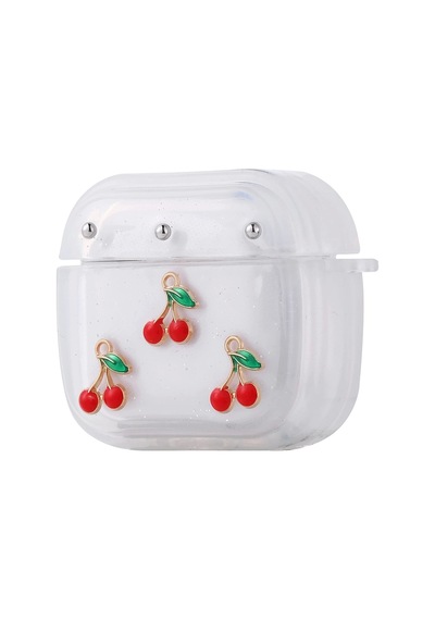 Apple Uyumlu AirPods 4 Lopard Airbag 44 Airbag Tasarımlı Simli Şeffaf Kutup Kılıf Kiraz