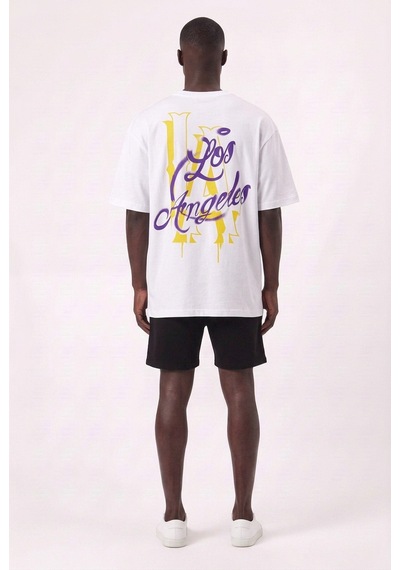 Blow Up Lakers 24 Beyaz Oversize Erkek T-shirt 11243 SİYAH