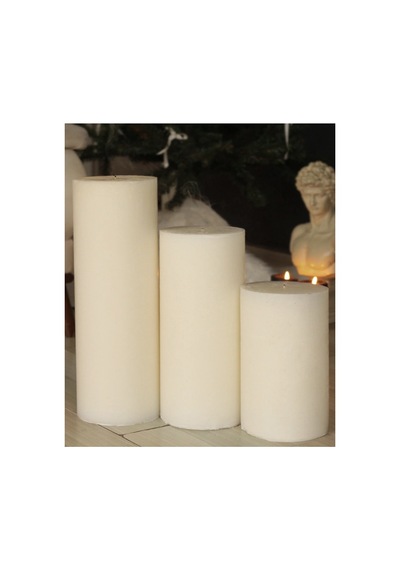 Silindir Sütun Dev Blok Mum Krem İskandinav Mum 30x15 30x12 25x10 Ekru