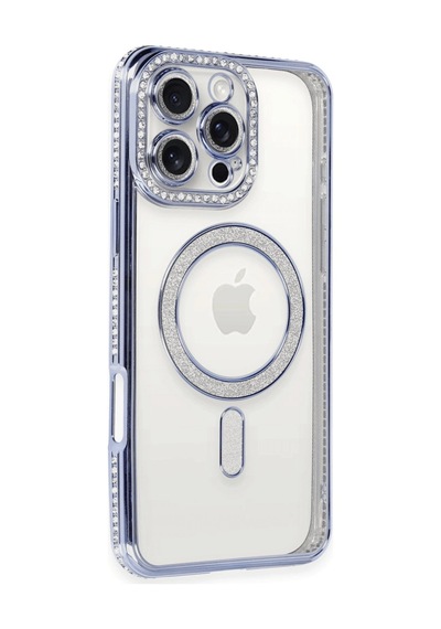 Apple Uyumlu iPhone 16 Pro Kılıf Joke Simli Magneticsafe Kılıf - Mavi 0.2M-Çok Renkli