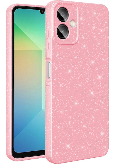 Samsung Uyumlu Galaxy A06 Kılıf Kamera Korumalı Simli Lüks Zore Koton Kapak Açık Pembe