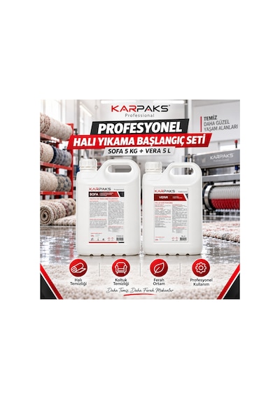 Profesyonel Halı Yıkama Başlangıç Seti Sofa 5 Kg + Vera 5 L Halı Koltuk Yıkama Deterjanı Ve Halı Oda Parfümü Diğer