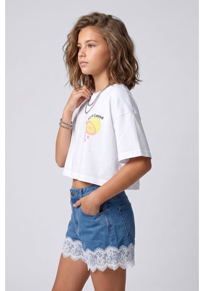 Dmb Kids Kız Çocuk Dantel Garnili Şort Dmb-0780 İndigo