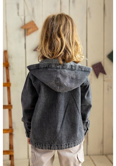 Oliven The Kid Oliventhekid Unisex Kapüşonlu Kot Ceket Siyah Siyah
