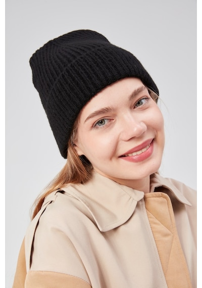 Derikem Basic Şık Standart Lüks Unisex Tiftik Bere Siyah