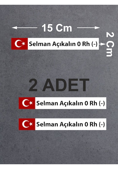 Kan Grubu Sticker, Türk Bayraklı Kan Grubu Sticker, Araba Oto Motosiklet Karavan Sticker 02523 15x2 Cm