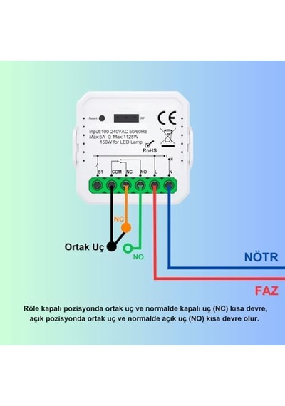 Tuya Mini Zigbee Kuru Kontak Röle Tuya, Smart Life, Home Assistant, Zigbee2mqtt Uyumlu