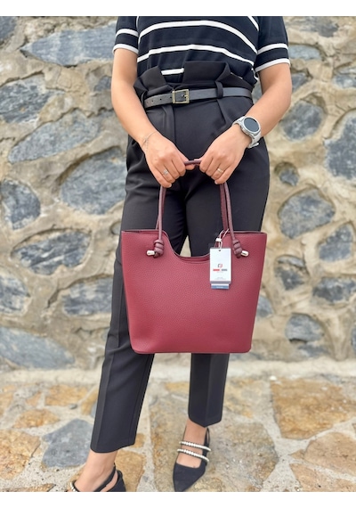 Just Polo Kadın Yeni Sezon Yumuşak Deri Şık El Çantası Bordo 94055186