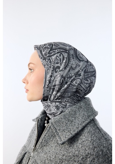 Mirsoy Scarf Rana Etnik Desen Eşarp Antrasit