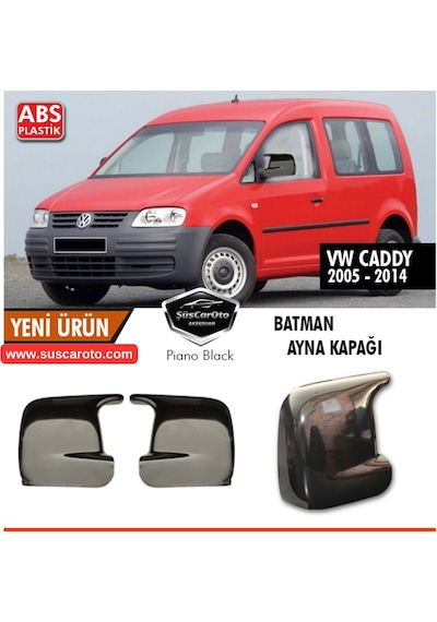 Vw Caddy Mk2 2005-2014 Uyumlu Batman Yarasa Ayna Kapağı Piano Black Abs Plastik 00 Şüscaroto Aksesuar
