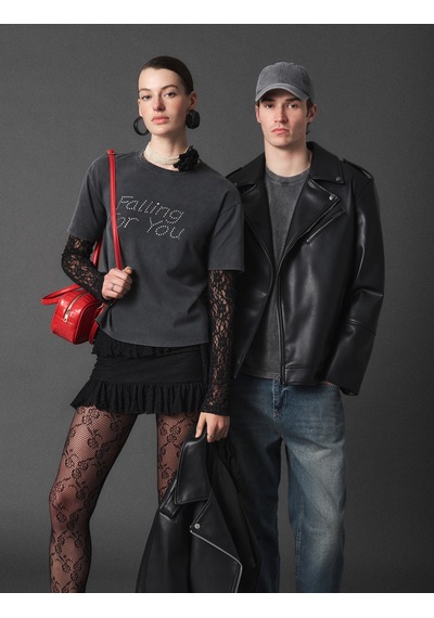 Koton Fermuar Detaylı Uzun Kollu Crop Oversize Suni Deri Biker Ceket Siyah 6sak20016ew