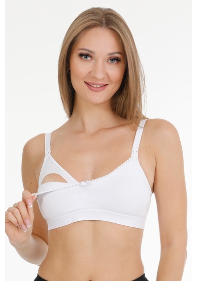 Parlingerie Emzirme Sütyeni Dantelli Kapsız Beyaz