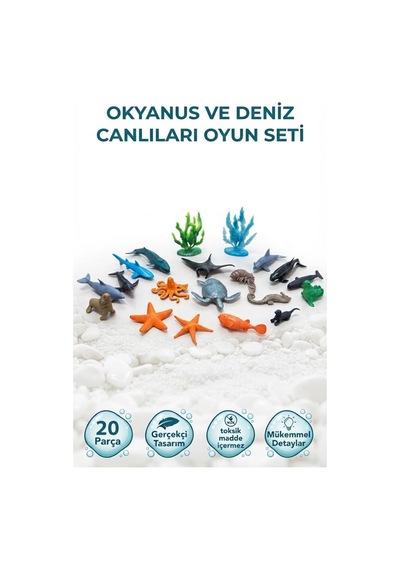 Okyanus Ve Deniz Canlıları 20 Adet Esnek Eklemli Detaylı Ve Gerçekçi Eğitici Öğretici Oyuncak Seti