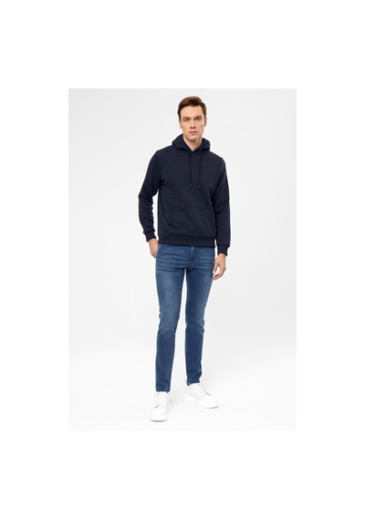 Süvari Oversize Geniş Kesim Pamuklu Yumuşak Dokulu Içi Polarlı Basic Kapüşonlu Sweatshirt Lacivert