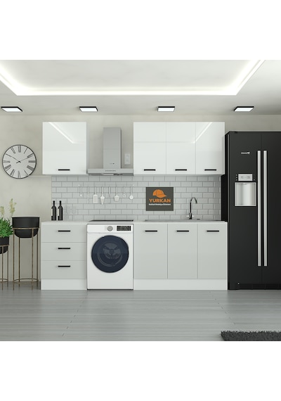 185 Cm Mutfak Dolabı Gümüş Mdf Kapak Tezgah Dahil Yrkn185 100 Gümüş