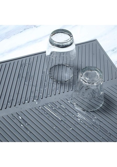 Silikon Bulaşık Kurutma Matı Maxi Boy 44x33cm Silikon Gri Diğer