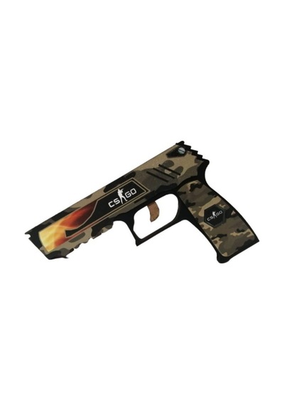 Ahşap Cs-go Kamuflaj P250 Lastik Atar Oyuncak