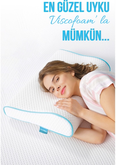 Viscofoam Hava Kanallı Ortopedik Boyun Destekli Yastık Visco Yastık 57x37x10-7cm